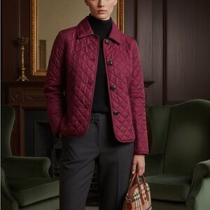 Burberry Burgundy Quilted Puffer Jacket